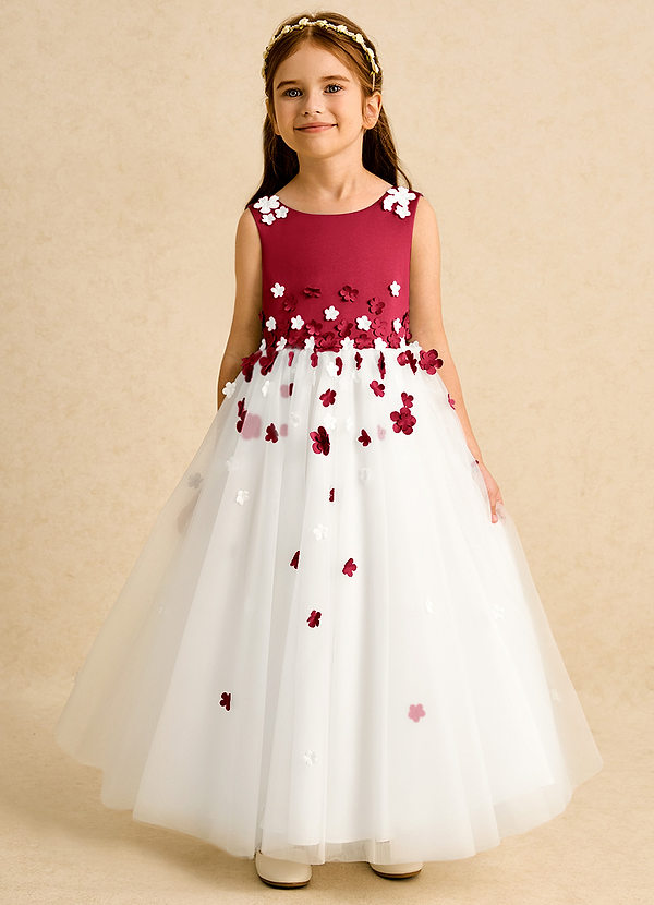 Azazie Eleni Sukienki dla dziewczynek sypiących kwiaty Suknia balowa Ukłon Tiul Długość kostki Sukienka image1