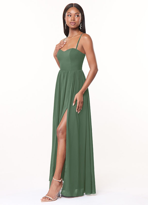 Azazie Marilyssa Bridesmaid Dresses Eucalyptus A-Line Corset Stretch Chiffon Dress image1