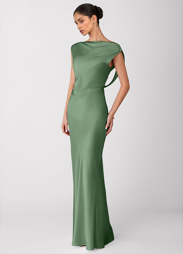 Liora Matcha Luminous Satin Maxi Dress image1