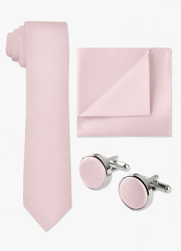 front Matching Skinny Tie & Pocket Square & Cuff Links Set