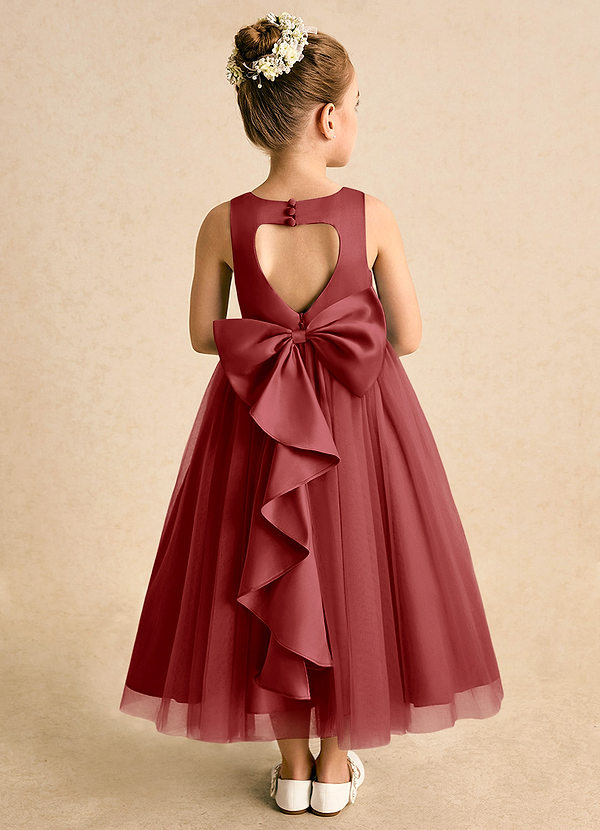 Azazie Solia Flower Girl Dresses Rust Ball-Gown Bow Tulle Dress image1
