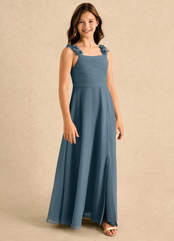 Azazie Masie Girls Formal Bloemenmeisjesjurken A-Lijn Jurk van Chiffon Geplooide Schemering image1