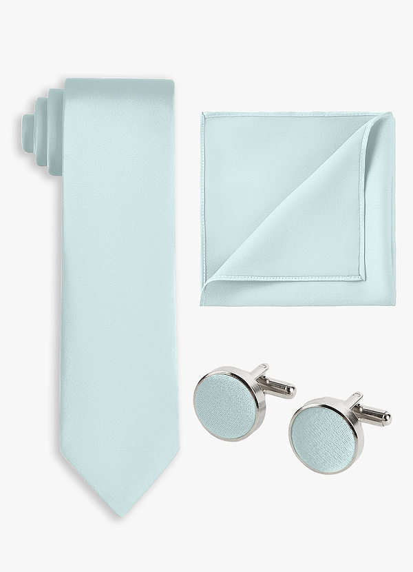 front Matching Color 3-Piece Stretch Satin Wide Tie Set