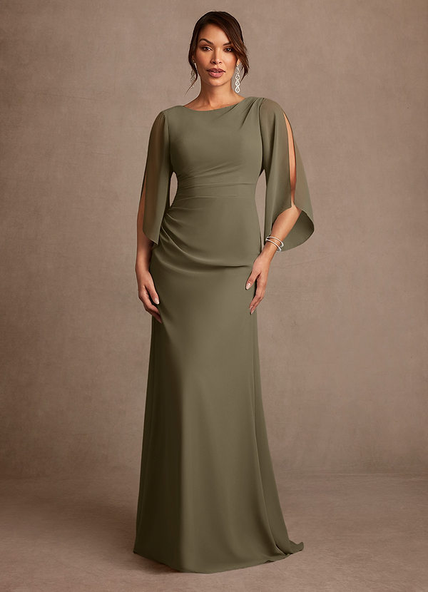 Azazie Anaheim Mother of the Brides Dresses Willow Green A-Line Pleated Chiffon Dress image1