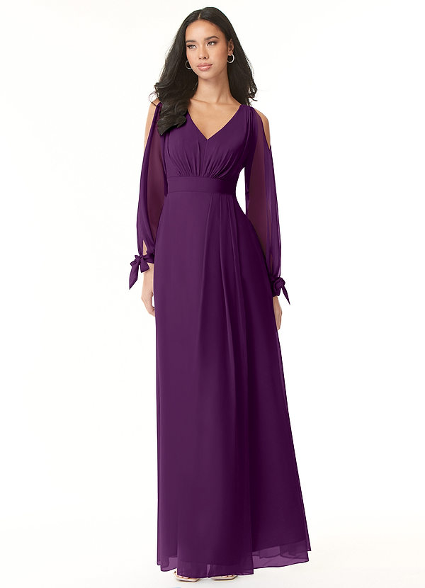 Azazie Matilda Bridesmaid Dresses A-Line Long Sleeve Chiffon Floor-Length Dress image1