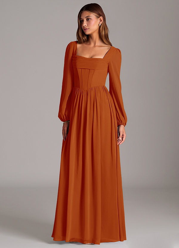 Azazie Maree Bridesmaid Dresses Paprika A-Line Corset Chiffon Dress image1