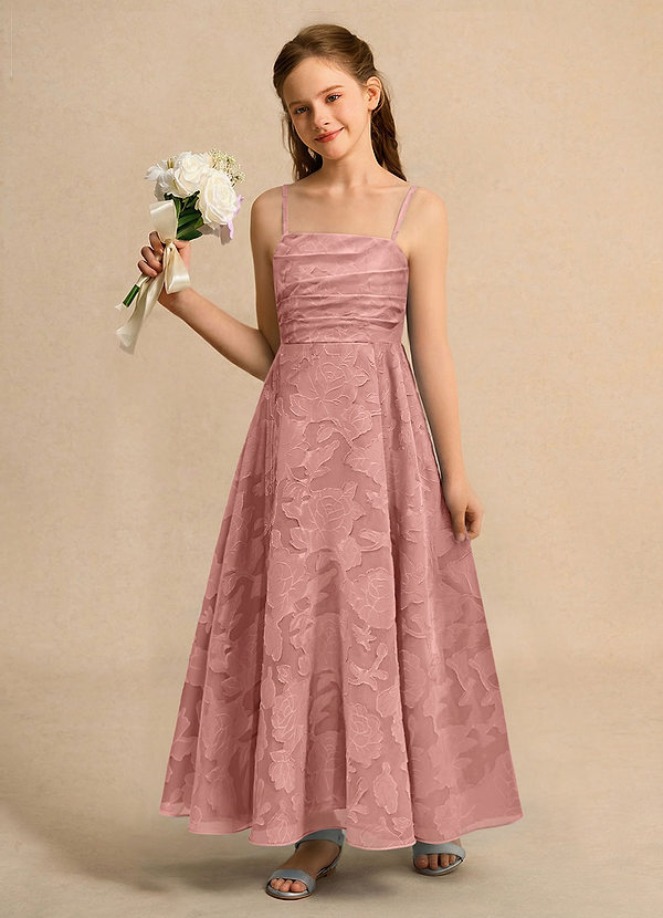 Azazie Pebbles Junior Formal Vestidos de Niña de Flores Vestido de Rosetón de Devorado Floral de Corte En A con Plisado image1