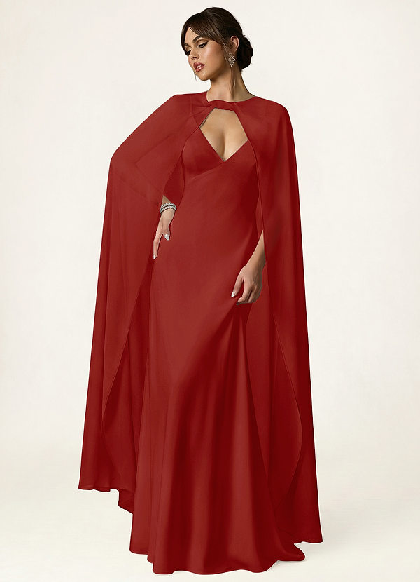 front Azazie Knot-Front Chiffon Long Cape