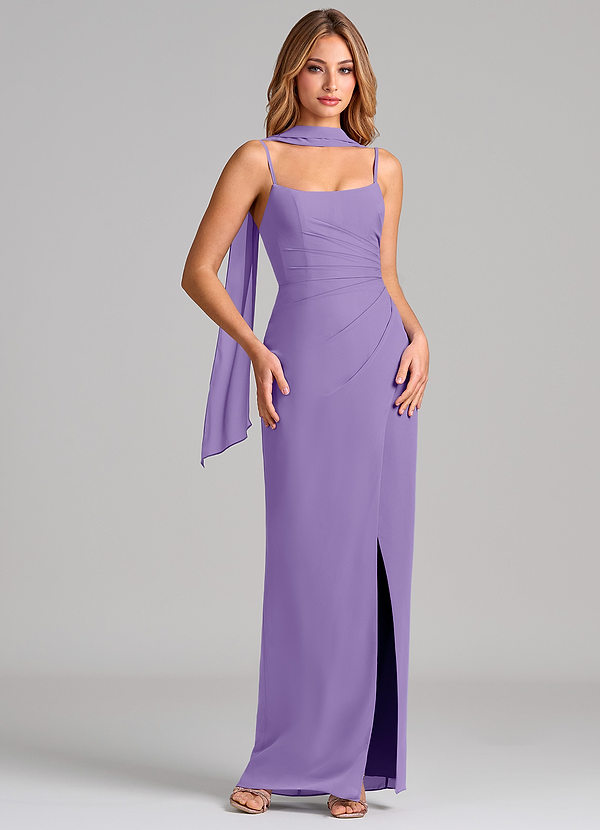 Azazie Calandra Suknie dla druhen Osłona Pofałdowany Szyfon Do ziemi Sukienka image1