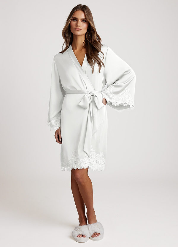 front White Signature Lace Satin Robes