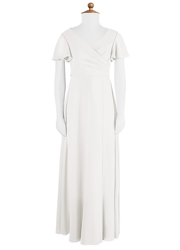 Azazie Induh Junior Ivory A-Line Ruched Chiffon Dress image1