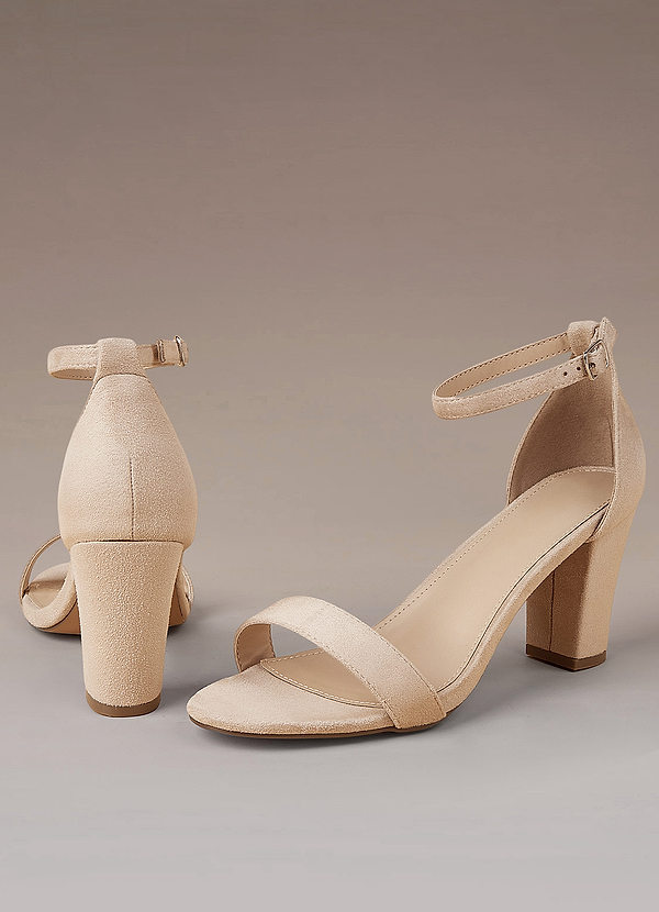 back Suede Ankle Strap Chunky Heels