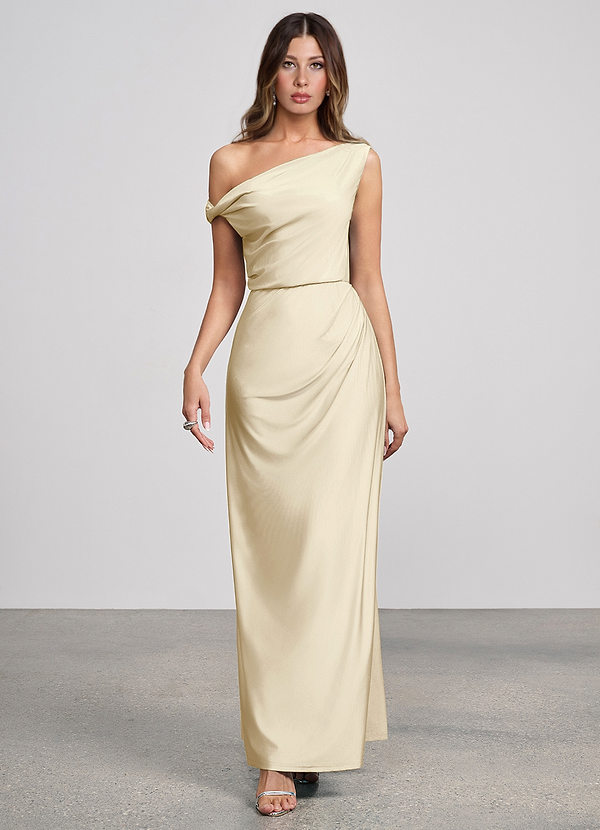 Elowen Champagne Stretch Knit Maxi Dress image1