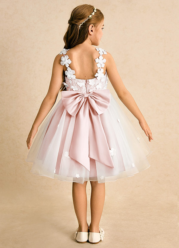 Azazie Junebug Vestidos de Niña de Flores Vestido de Marfil Rosa Ruborizado de Tul de Princesa con Encaje image1