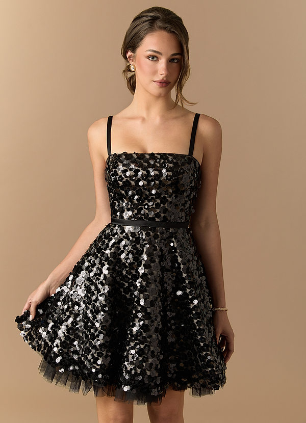 Bianka Black Shimmer Mini Dress image1
