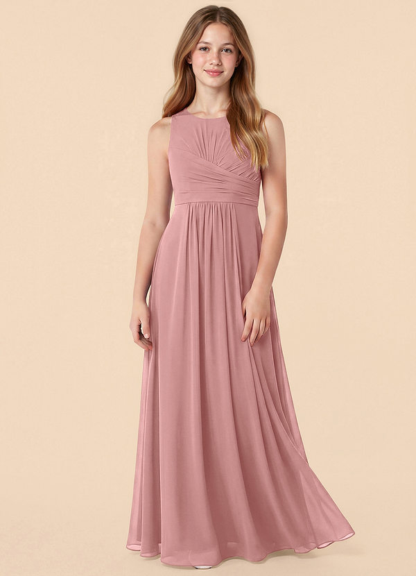 Skyla Junior Dusty Rose A-Line Pleated Chiffon Dress image1