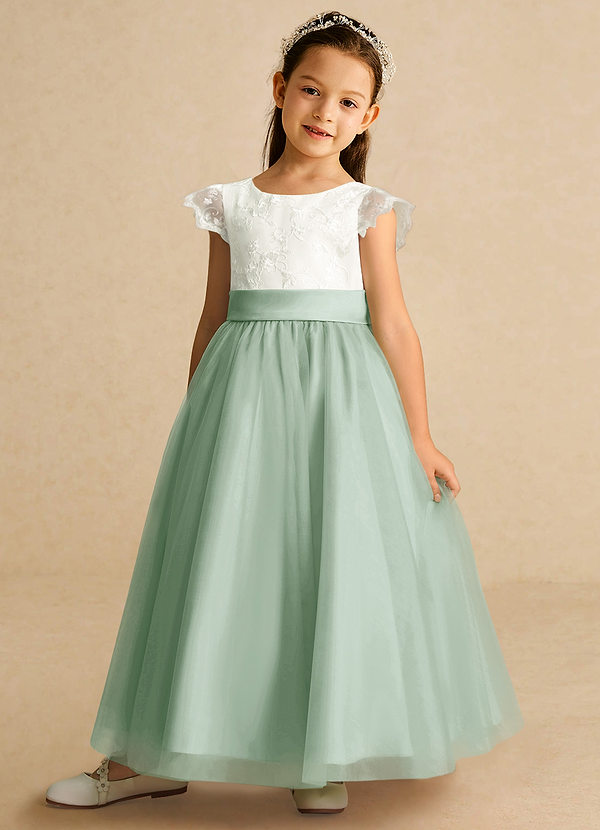 Azazie Pookie Flower Girl Klänningar Klänning A-Line i Tyll Spets image1