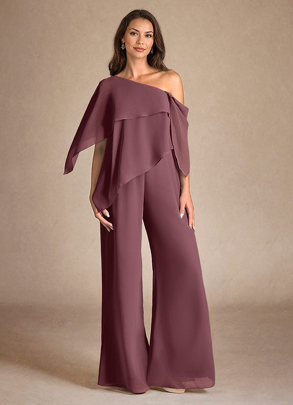 Azazie Halima Abiti da Mamma Sposa Abito Tuta Pantaloni in Chiffon Spacco Laterale Sangria image1