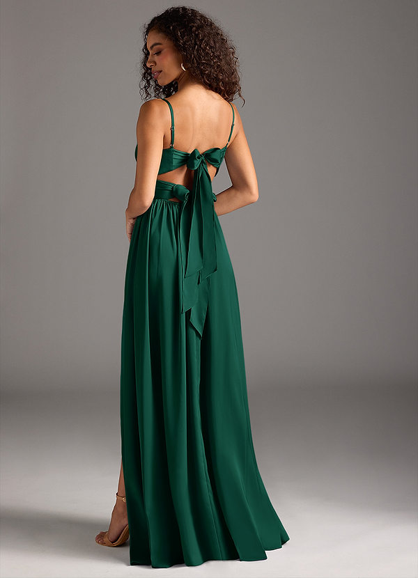 Azazie Zeya Emerald Stretch Satin Bridesmaid Dresses | Azazie