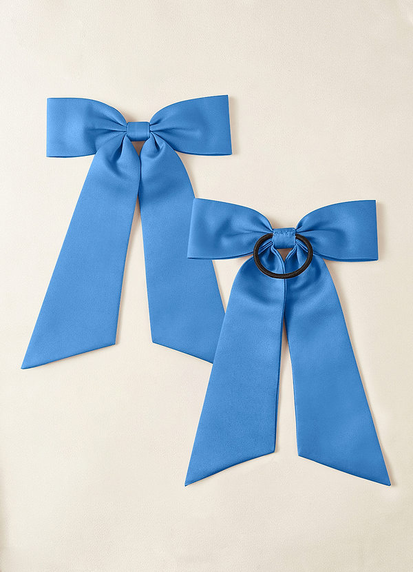 front Matching Color Matte Satin Bow Hair Tie Set