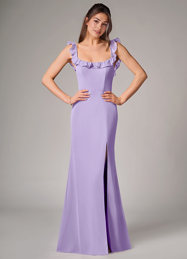 Azazie Callie Bridesmaid Dresses Lilac Mermaid Side Slit Chiffon Convertible Dress image1