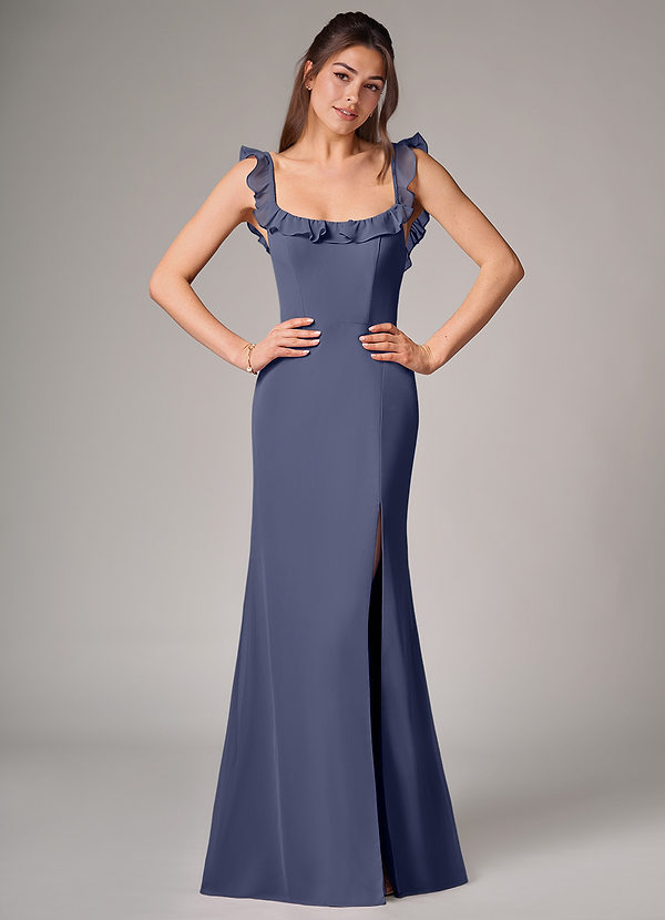 Azazie Callie Bridesmaid Dresses Stormy Mermaid Side Slit Chiffon Convertible Dress image1