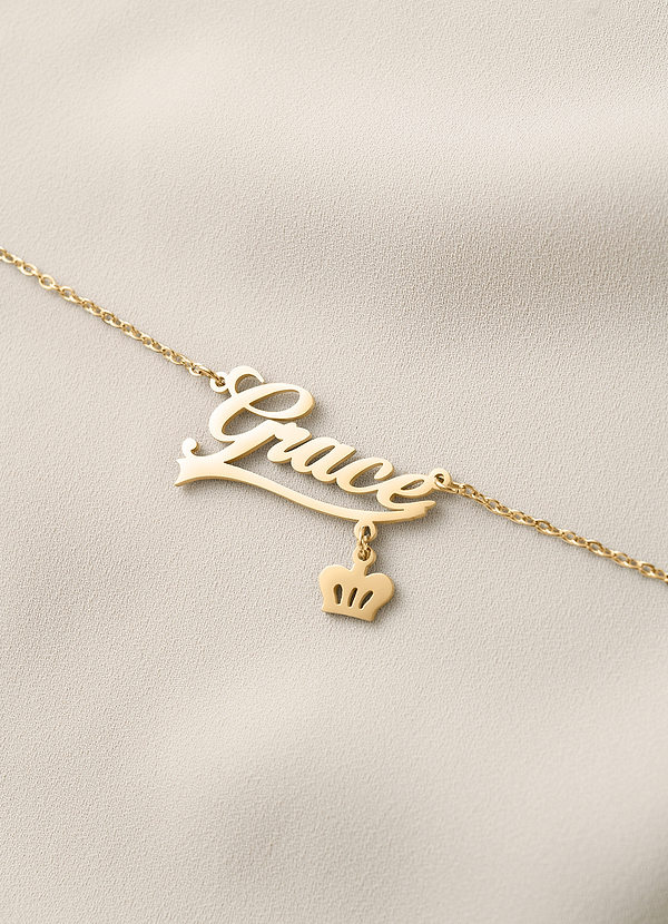 front Custom Name Necklace with Crown
