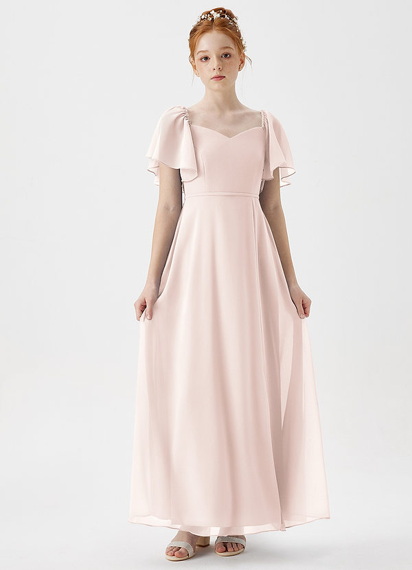 Azazie Chloe Junior Vestido de Pétalo De Rosa de Gasa de Corte En A con Escote de Corazón image1