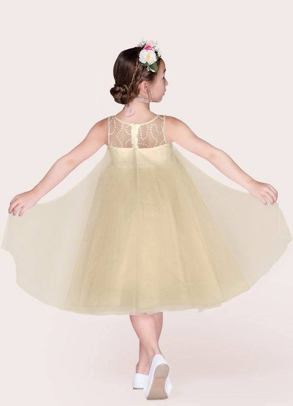 Azazie Hava Flower Girl Dresses Ball-Gown Sequins Tulle Tea-Length Dress image2