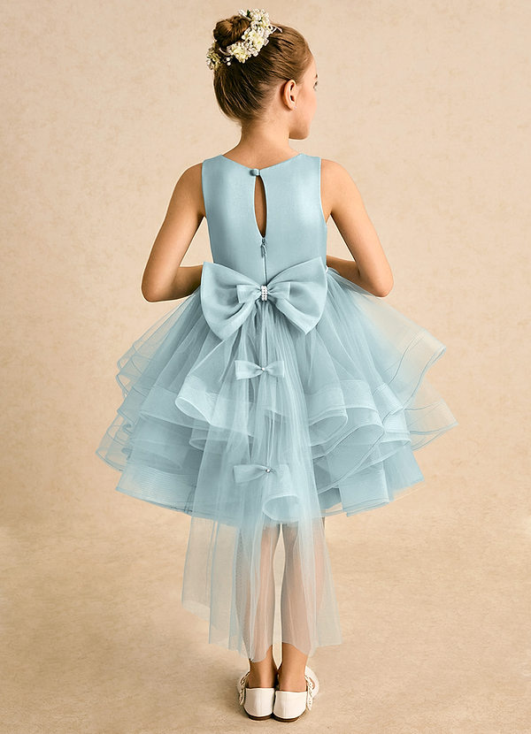 Azazie Tinie Blumenkinder Kleider Ballkleid Schleifen Tüll Kleid Nebel image1
