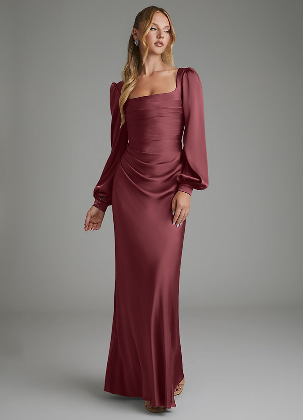Azazie Brianna Brudtärneklänningar Klänning av Sjöjungfru i Stretch Satin Korsett Merlot image1