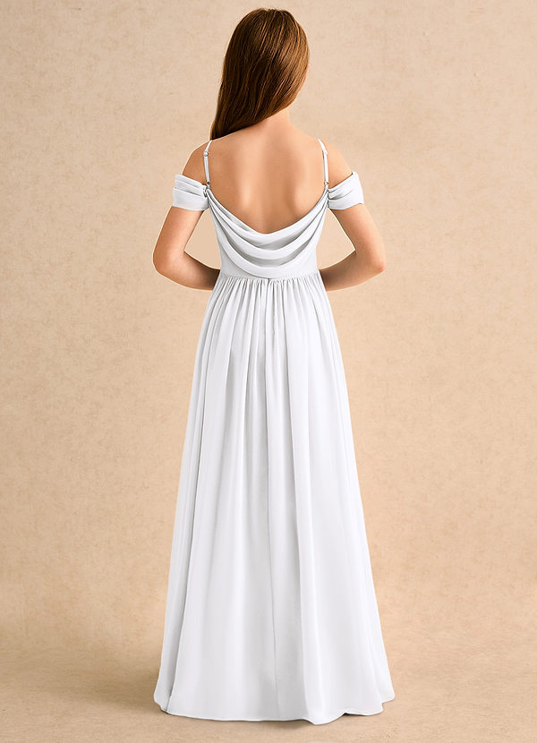 Azazie Shia Junior Formal Flower Girl Dresses White A-Line Off the Shoulder Chiffon Dress image1