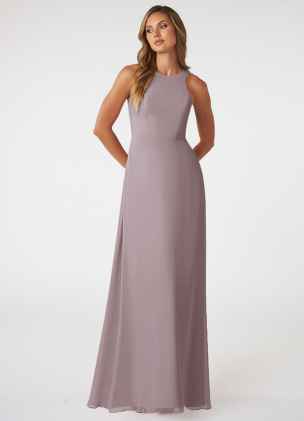 Azazie Aubree Bridesmaid Dresses A-Line Chiffon Floor-Length Dress with Pockets image1