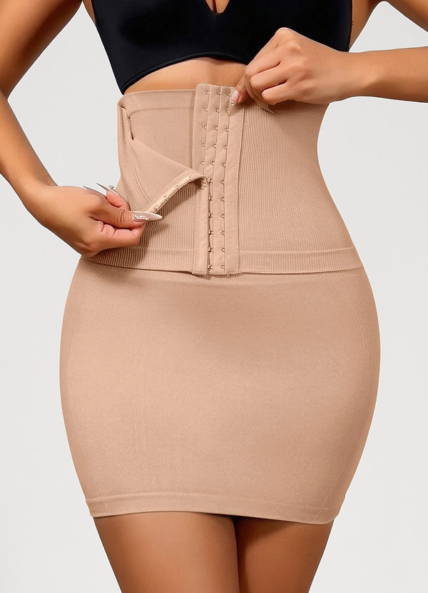 front Corrigerende onderjurk met hoge taille en buikcontrole met haaksluiting