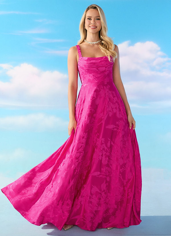 Barbie™ ❤ AZAZIE 4002 Pleated Scoop Jacquard A-line Dress image1