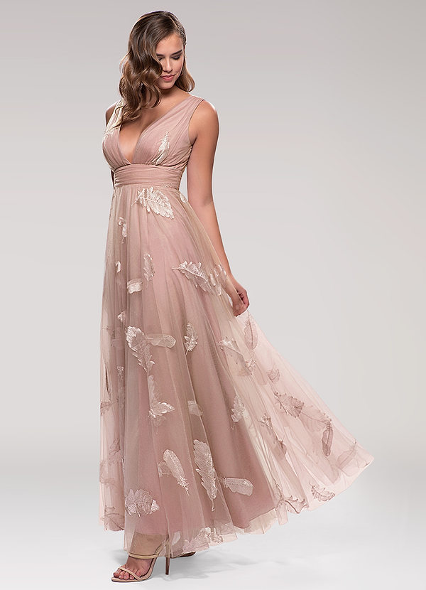 blush color maxi dress