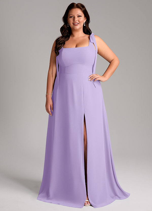 Azazie Debra Bridesmaid Dresses Lilac A-Line with Pockets Chiffon Convertible Dress image1