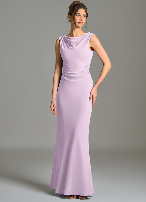 Azazie Kieryn Bridesmaid Dresses Frosted Lilac Mermaid Pleated Chiffon Dress image1