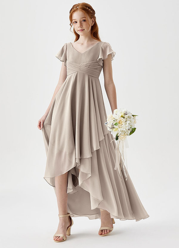 Azazie Caria Junior Frost A-Line Pleated Chiffon Dress image1