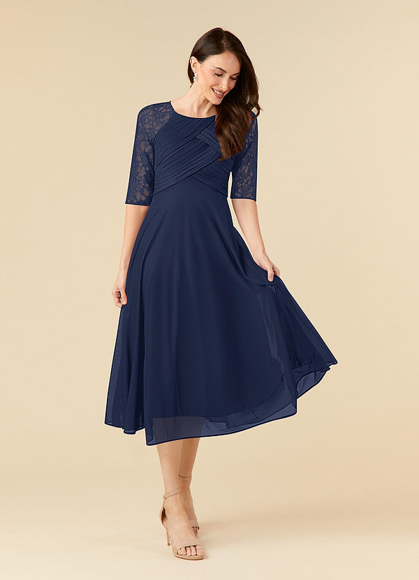 Azazie Gracelyn Mother of the Brides Dresses Dark Navy A-Line Lace Dress image1