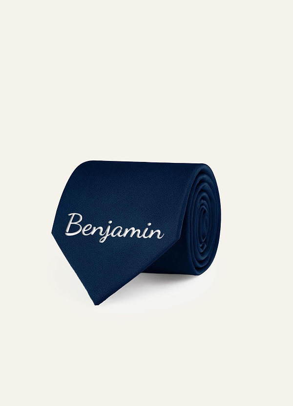 front Personalized Stretch Satin Embroidered Wide Tie