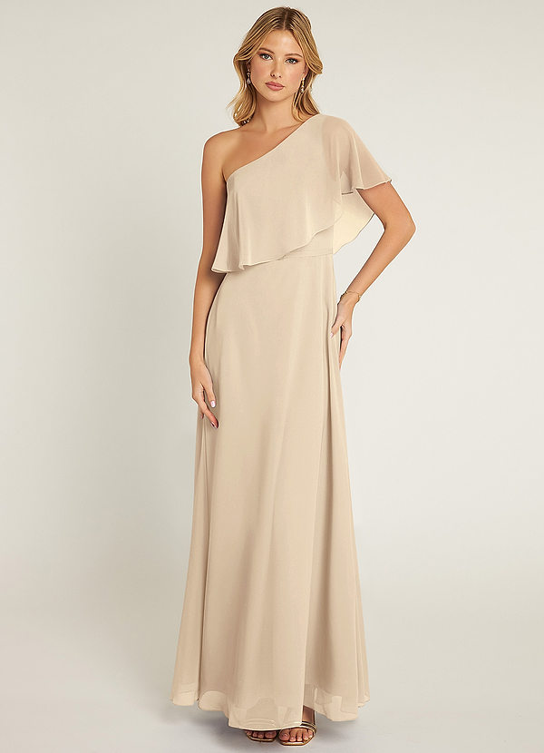 Azazie Lizzy Bridesmaid Dresses A-Line One Shoulder Chiffon Floor-Length Dress image1