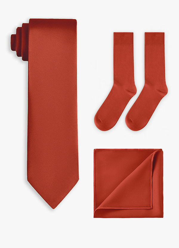 front Matchande set med bred slips, näsduk och strumpor i stretchsatin