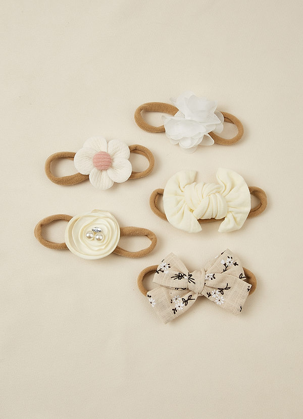 front Five-Piece Flower Girl Floral and Bow Hair Tie Set