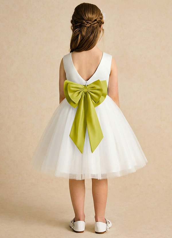 Azazie Sosie Flower Girl Dresses Ivory Lemongrass A-Line Pleated Tulle Dress image1
