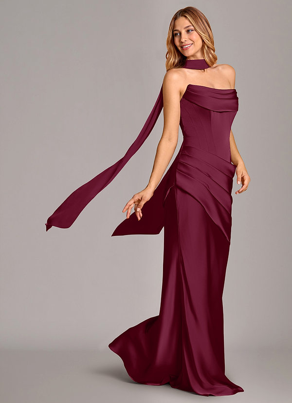 Azazie Pelagia Brudtärneklänningar Klä av Sjöjungfru i Stretch Satin Korsett Mullbär Konvertibel image1