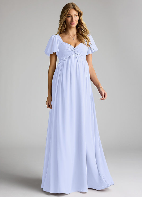 Azazie Madisynn Maternity Bridesmaid Dresses Bow Chiffon Floor-Length Dress image1