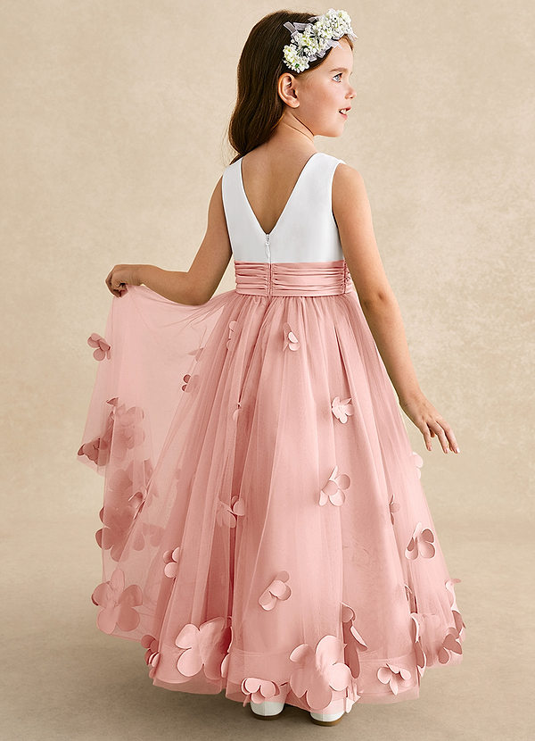 Azazie Vi Flower Girl Dresses Rosette A-Line Sleeveless Tulle Dress image1