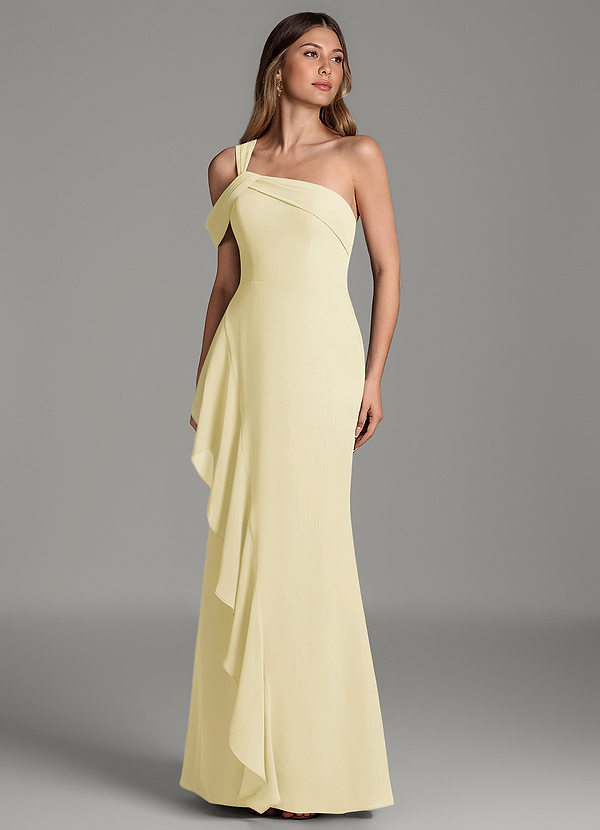 Ashlynn Bridesmaid Dresses Lemon Sorbet Mermaid Off the Shoulder Chiffon Dress image1