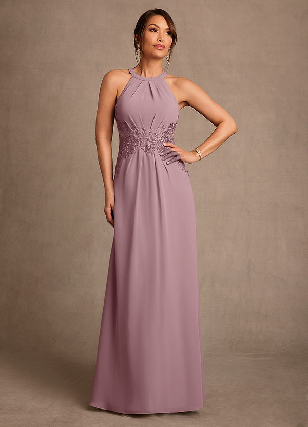 Azazie Georgie Mother of the Brides Dresses Dusty Rose A-Line Lace Chiffon Dress image1
